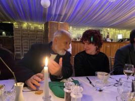 Tahar Benjelloun and Sofia Panourgias in conversation over dinner